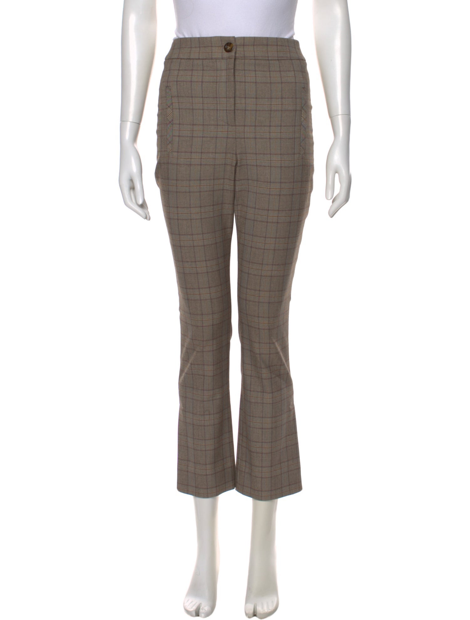 Veronica Beard Plaid Print Straight Leg Pants