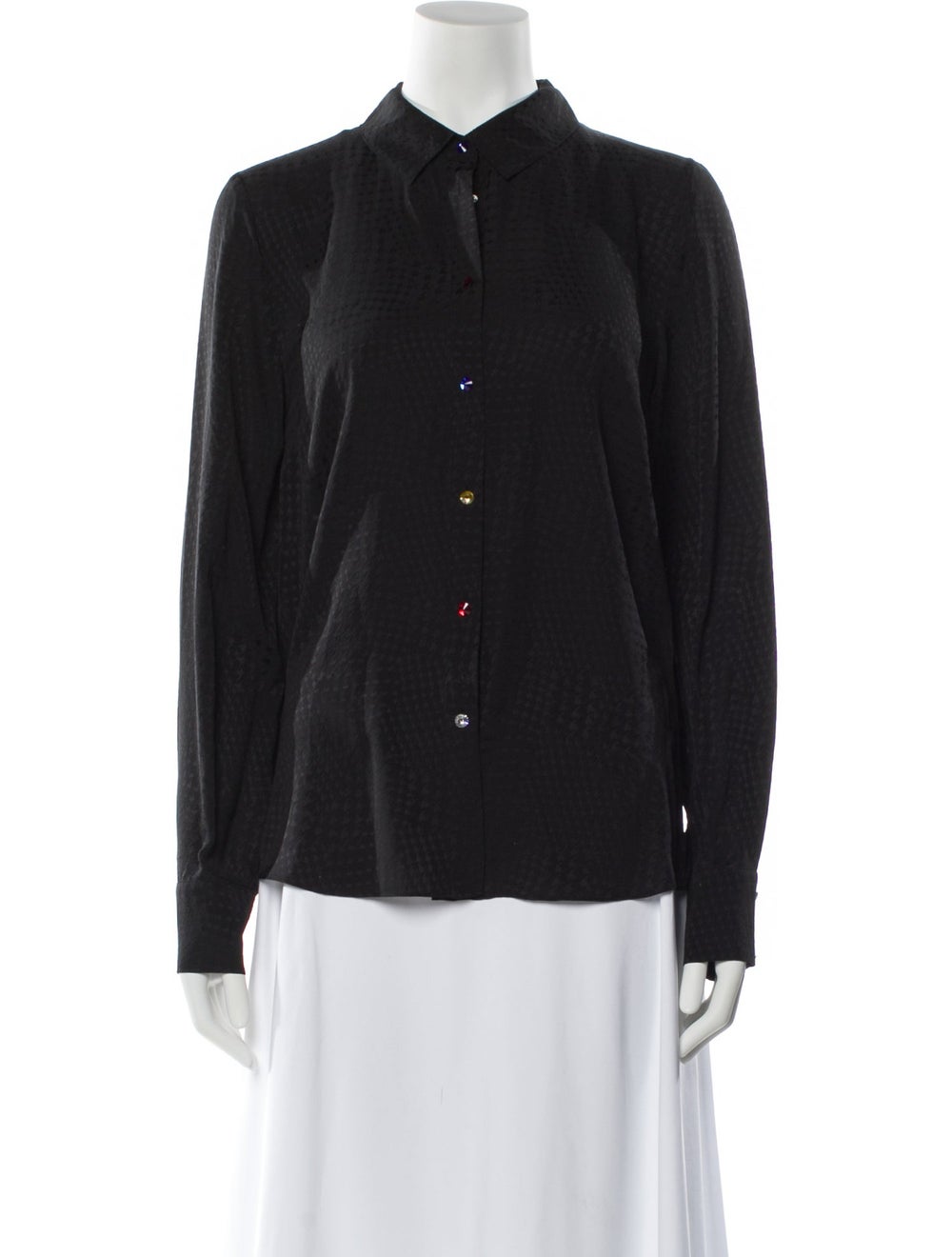 Veronica Beard Silk Patterned Button-Up Top - image 1