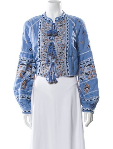 Pre-owned Veronica Beard Linen Floral Print Jacket W/ Tags In Blue