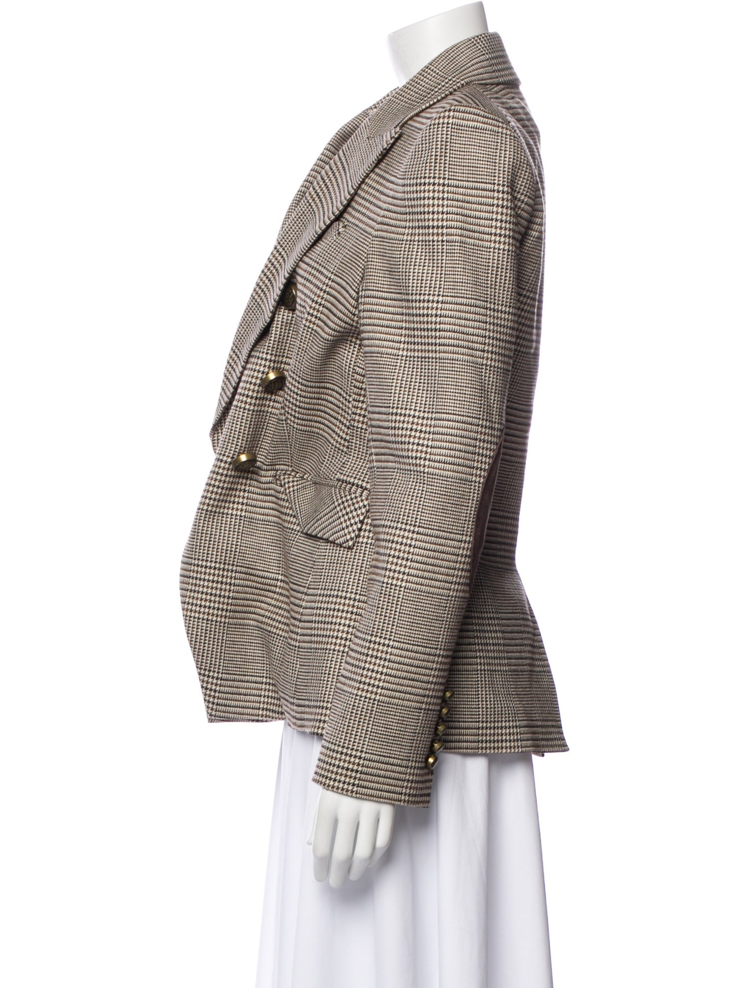 Veronica Beard Virgin Wool Plaid Print Blazer