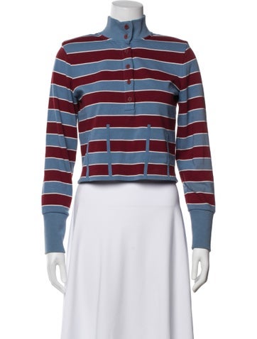 Pre-owned Veronica Beard Striped Mock Neck Top In Blue