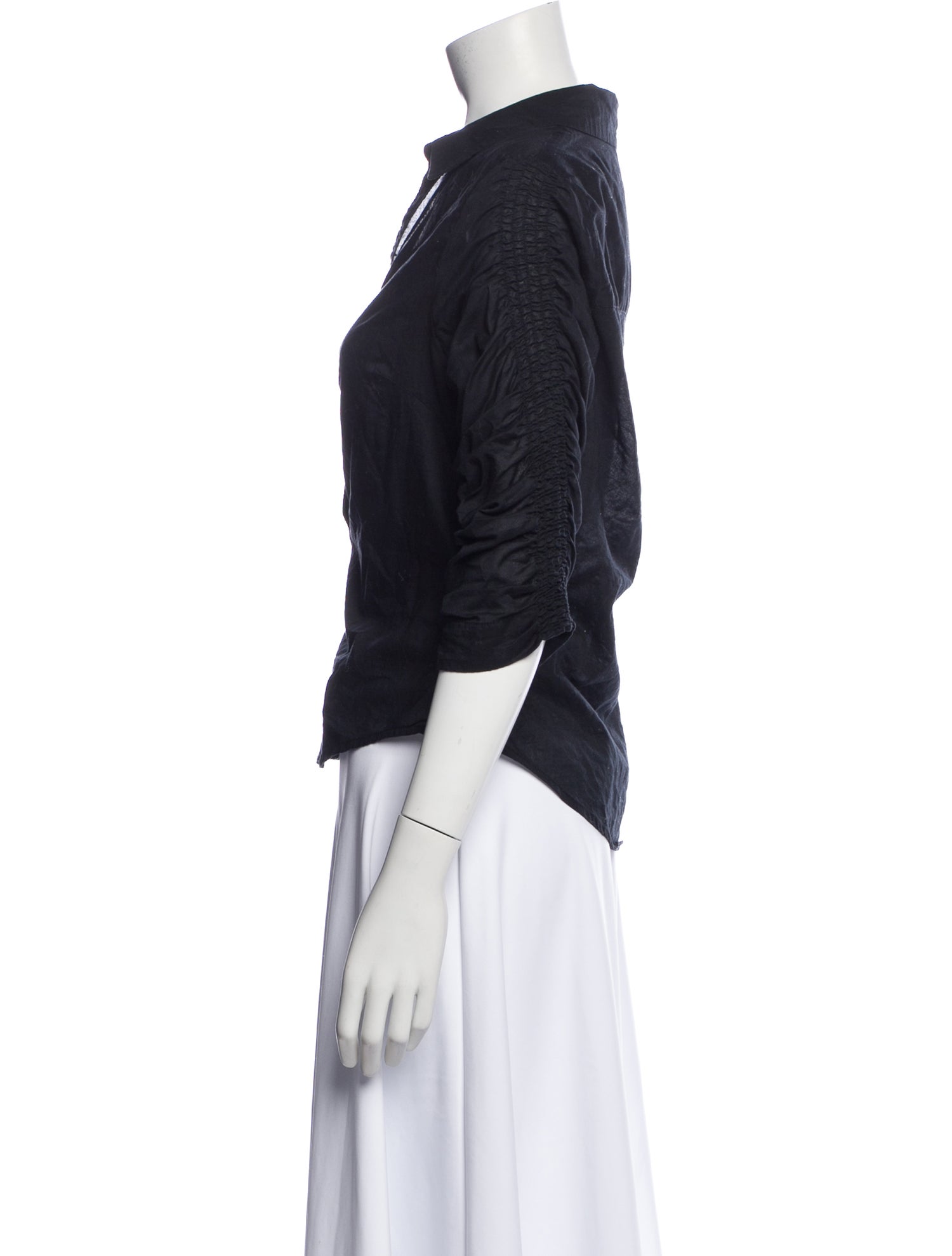 Veronica Beard V-Neck Three-Quarter Sleeve Button-Up Top