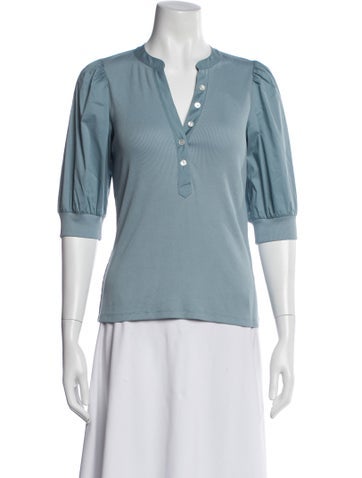 Pre-owned Veronica Beard V-neck Short Sleeve Top In Blue