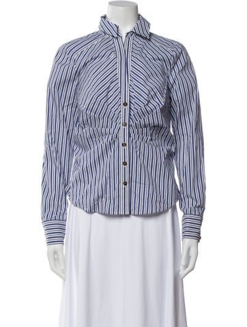 Pre-owned Veronica Beard Striped Long Sleeve Button-up Top W/ Tags In Multi