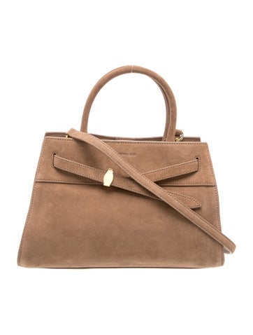 Pre-owned Veronica Beard Suede Top Handle Bag In Neutral