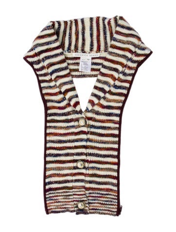 Pre-owned Veronica Beard Merino Wool Striped Dickey In White