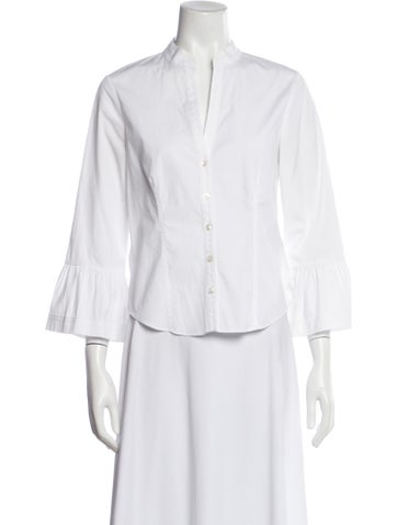 Pre-owned Veronica Beard Three-quarter Sleeve Blouse In White