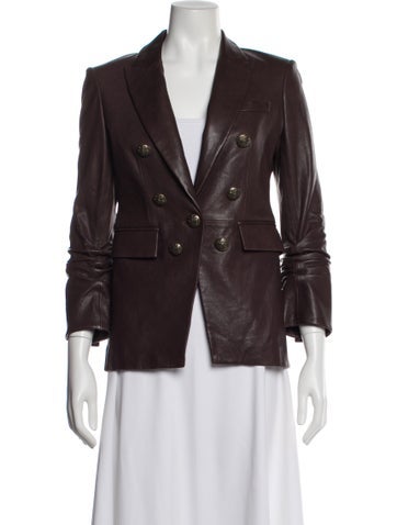 Pre-owned Veronica Beard Lamb Leather Blazer In Purple