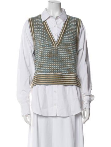 Pre-owned Veronica Beard Merino Wool Patterned Top In Neutral