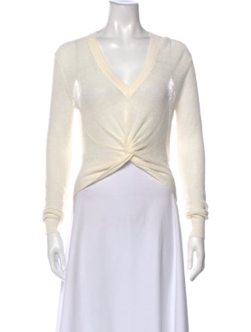 Pre-owned Veronica Beard Linen V-neck Sweater In Neutral
