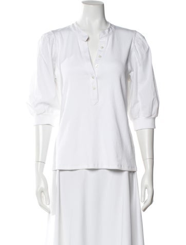 Pre-owned Veronica Beard Three-quarter Sleeve Top In White