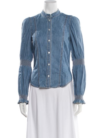 Pre-owned Veronica Beard Long Sleeve Button-up Top In Blue