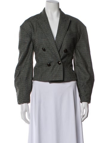 Pre-owned Veronica Beard Houndstooth Print Blazer In Green