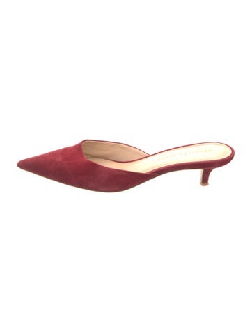 Pre-owned Veronica Beard Suede Mules In Red