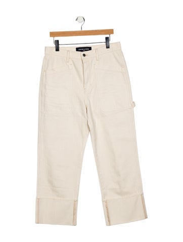 Pre-owned Veronica Beard High-rise Wide Leg Jeans In White