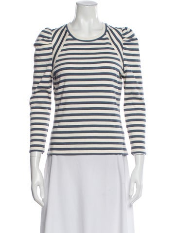 Pre-owned Veronica Beard Striped Crew Neck Top W/ Tags In White