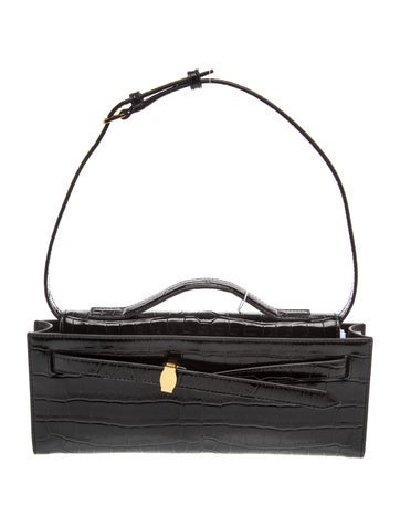 Pre-owned Veronica Beard Embossed Leather Top Handle Bag W/ Tags In Black