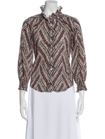 Pre-owned Veronica Beard Patterned Long Sleeve Blouse In Neutral