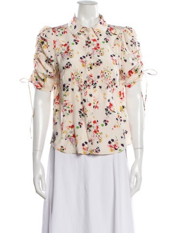Pre-owned Veronica Beard Silk Floral Print Blouse In Pink