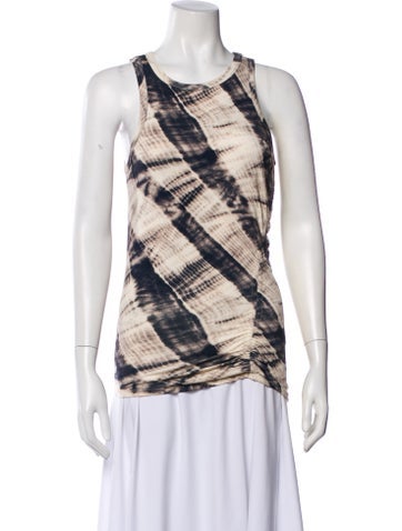 Pre-owned Veronica Beard Tie-dye Print Crew Neck Top In White