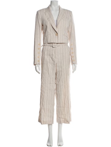 Pre-owned Veronica Beard Linen Striped Set In Neutral