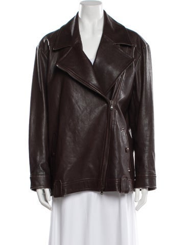 Pre-owned Veronica Beard Leather Biker Jacket In Brown