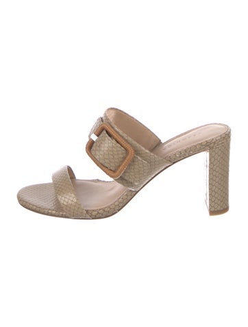 Pre-owned Veronica Beard Snakeskin Slides In Neutral