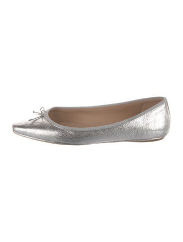 Pre-owned Veronica Beard Leather Bow Accents Ballet Flats