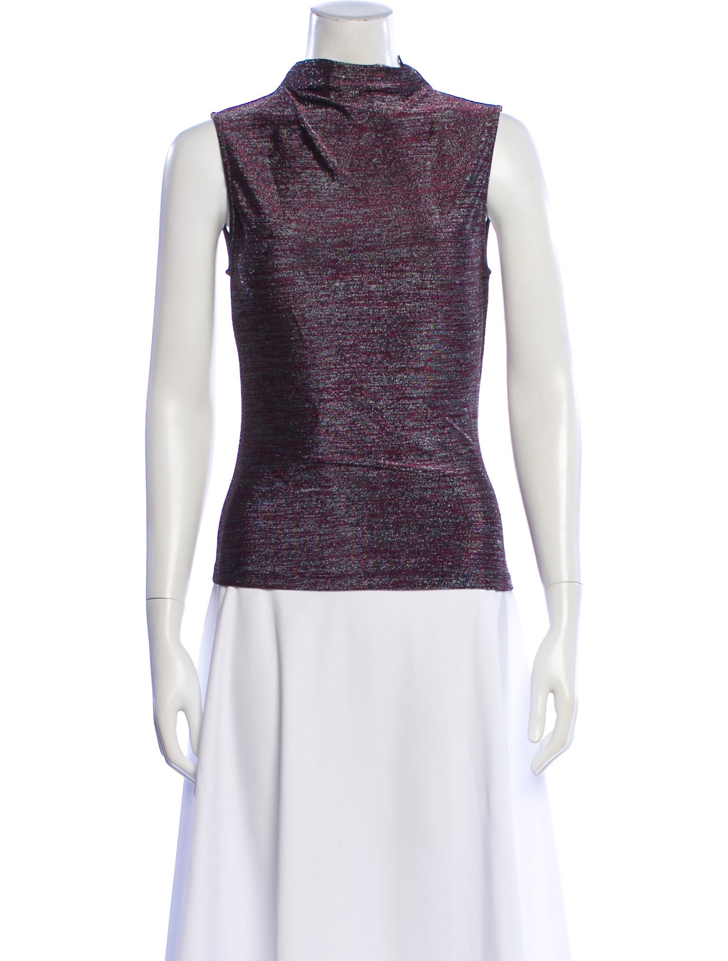 Veronica Beard Patterned Mock Neck Top