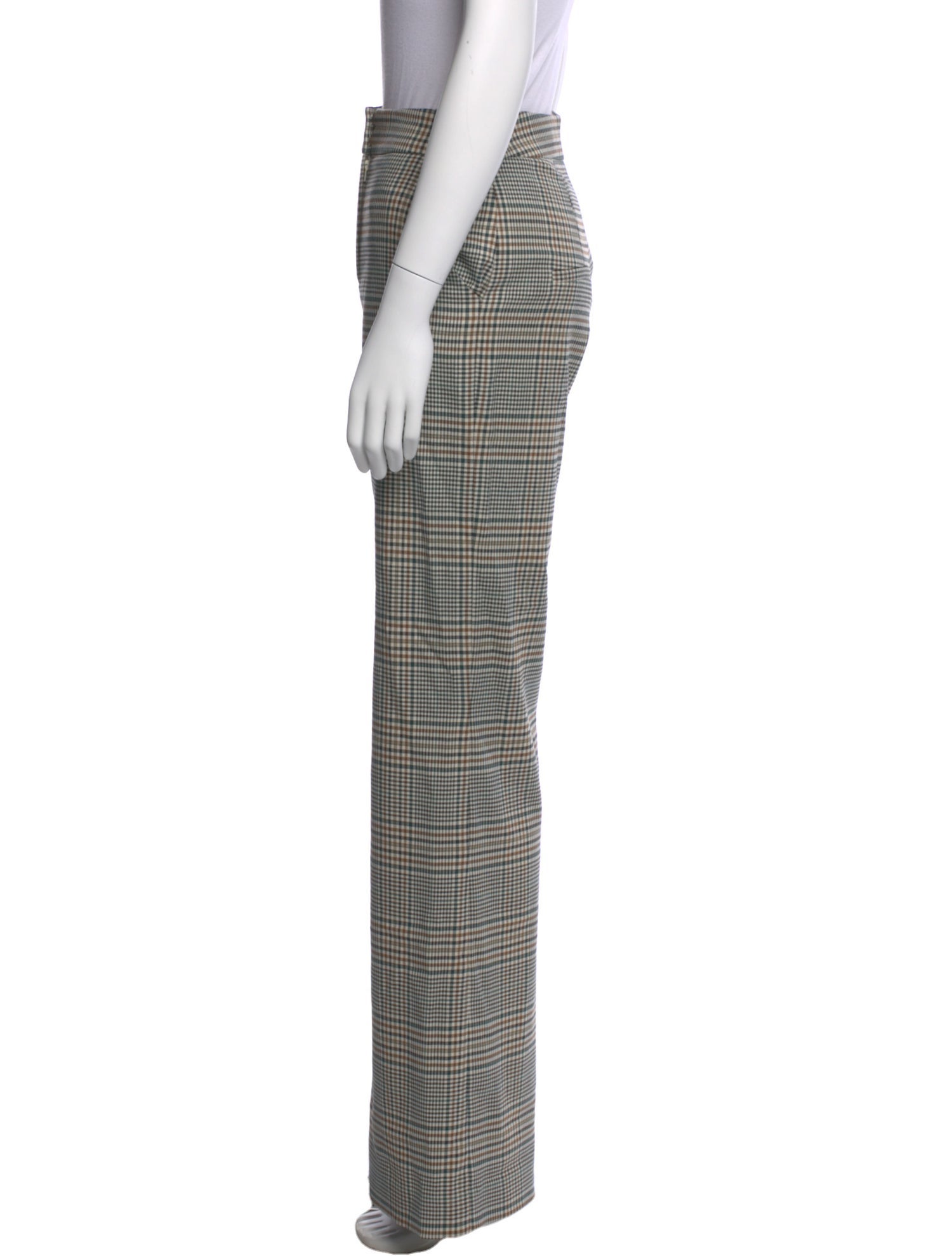 Veronica Beard Plaid Print Wide Leg Pants