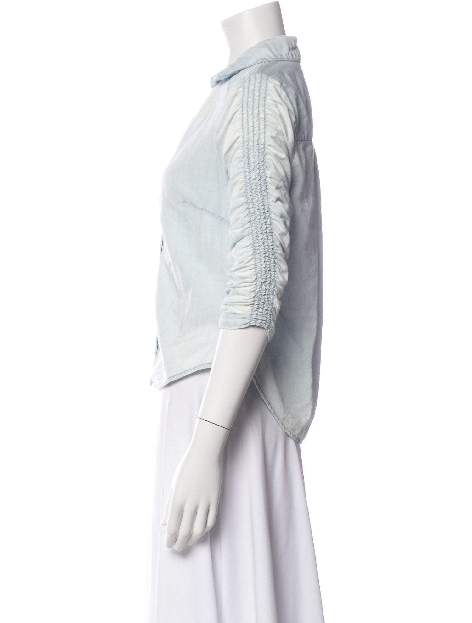 Veronica Beard V-Neck Three-Quarter Sleeve Button-Up Top