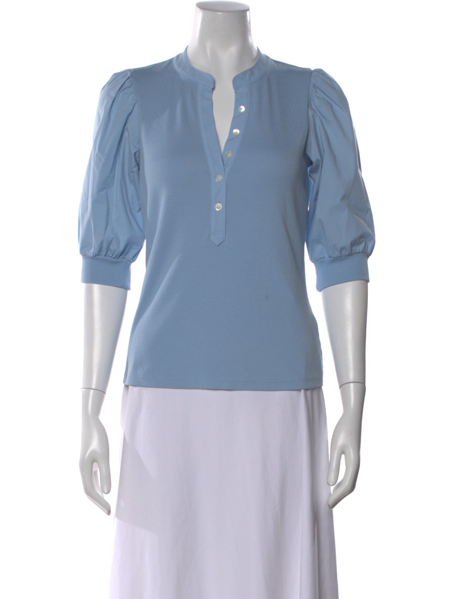 Veronica Beard V-Neck Three-Quarter Sleeve Top