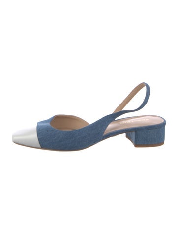 Pre-owned Veronica Beard Denim Slingback Pumps In Multi