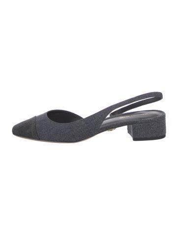 Pre-owned Veronica Beard Denim Colorblock Pattern Slingback Pumps In Multi