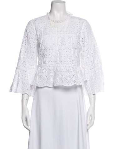 Pre-owned Veronica Beard Long Sleeve Blouse In White