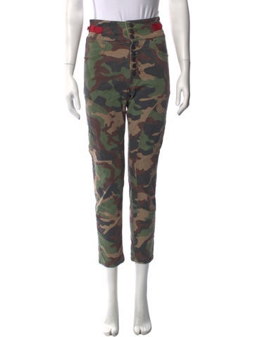 Pre-owned Veronica Beard Camouflage Print Straight Leg Pants In Green