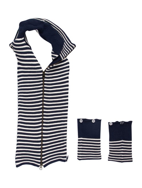 Veronica Beard Knit Dickey & Cuff Set Navy