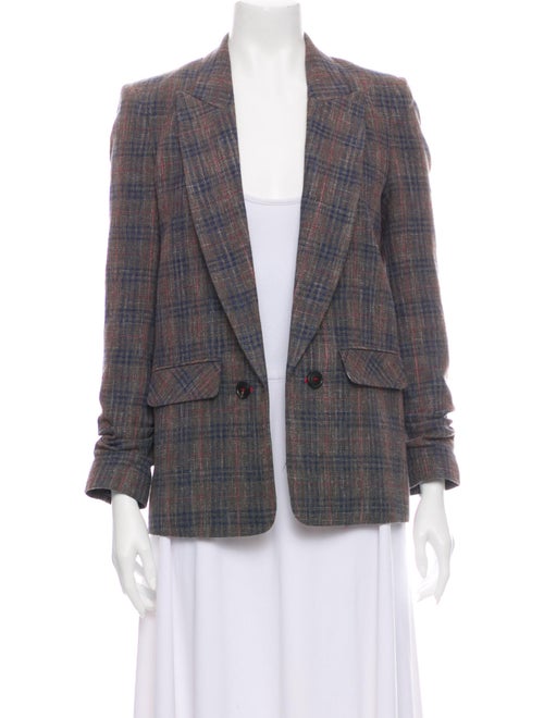 Veronica Beard Plaid Print Blazer Brown