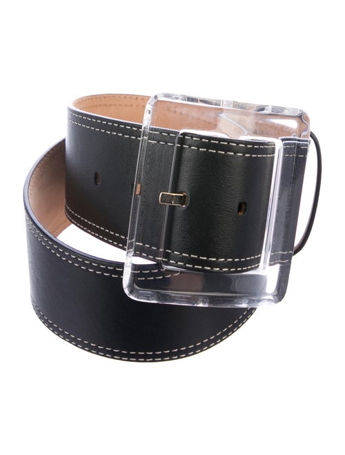 Veronica Beard Wide Leather Belt Black