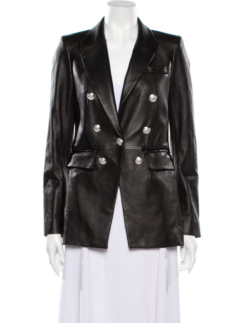 Veronica Beard Lamb Leather Blazer Black