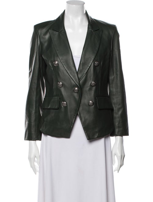 Veronica Beard Lamb Leather Blazer Green
