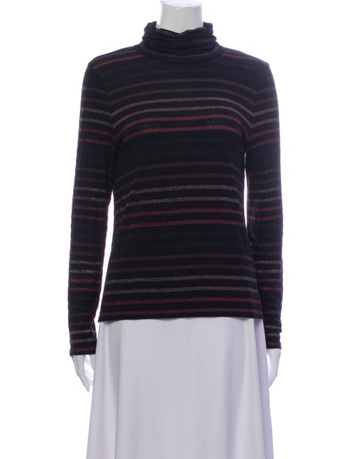 Veronica Beard Striped Turtleneck Sweater Black