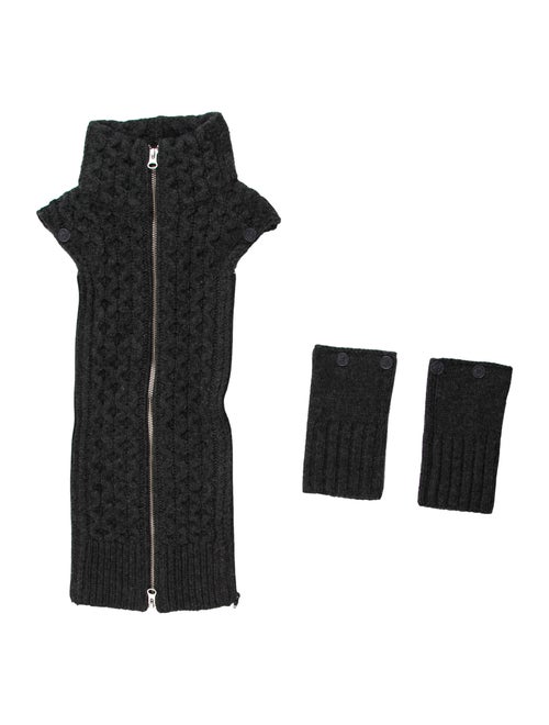 Veronica Beard Wool Knit Dickie Set Grey