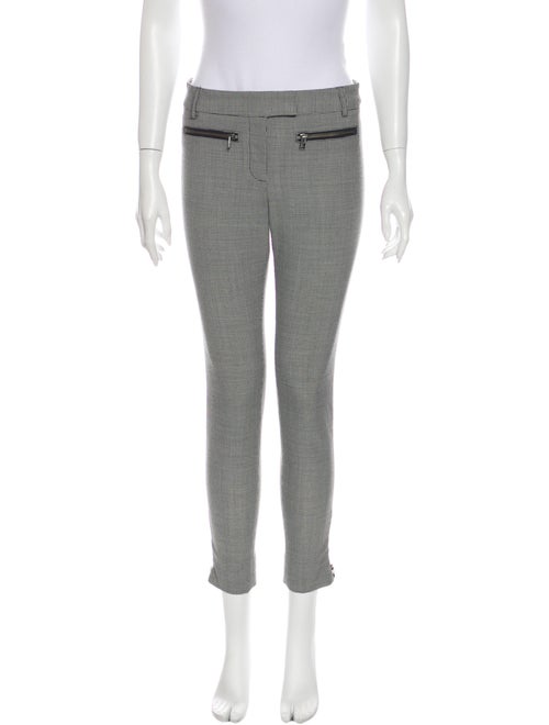 Veronica Beard Plaid Print Skinny Leg Pants Grey