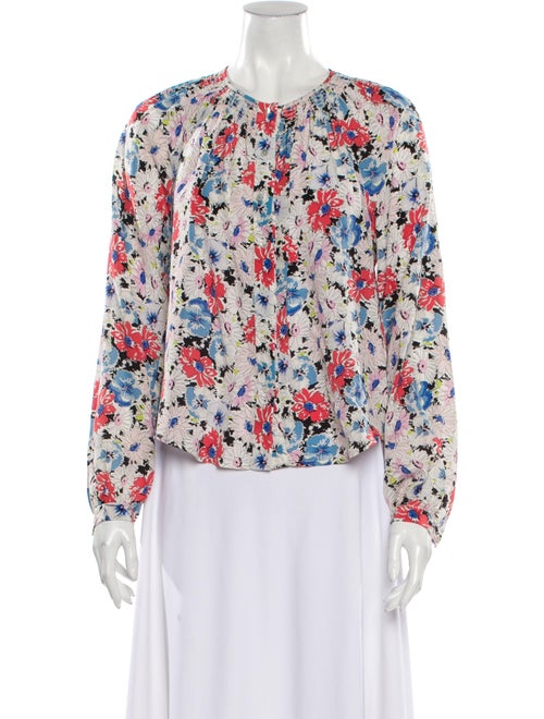 Veronica Beard Silk Floral Print Blouse White