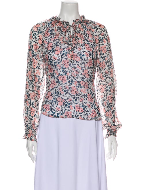 Veronica Beard Silk Floral Print Blouse White