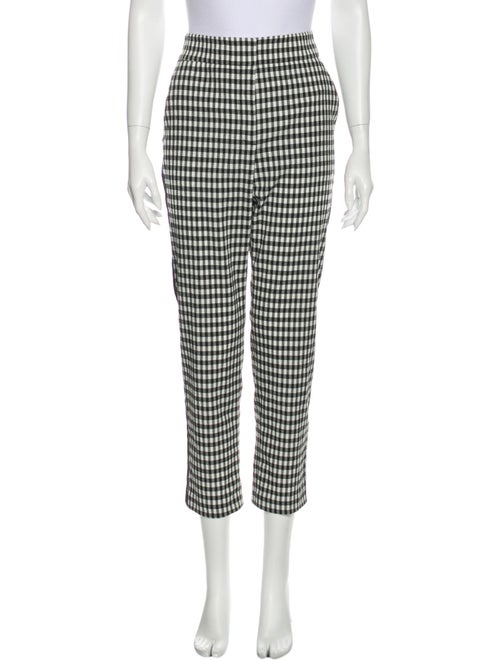 Veronica Beard Plaid Print Straight Leg Pants Blac