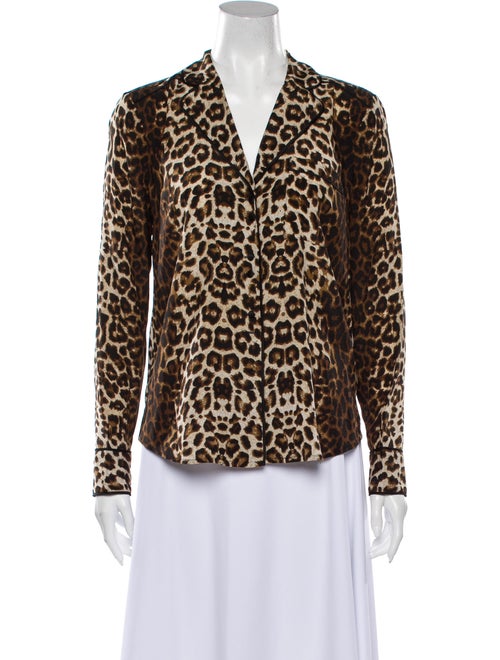 Veronica Beard Silk Animal Print Pajamas Brown