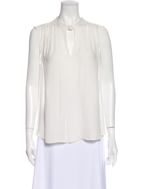 Veronica Beard Silk V-Neck Blouse White
