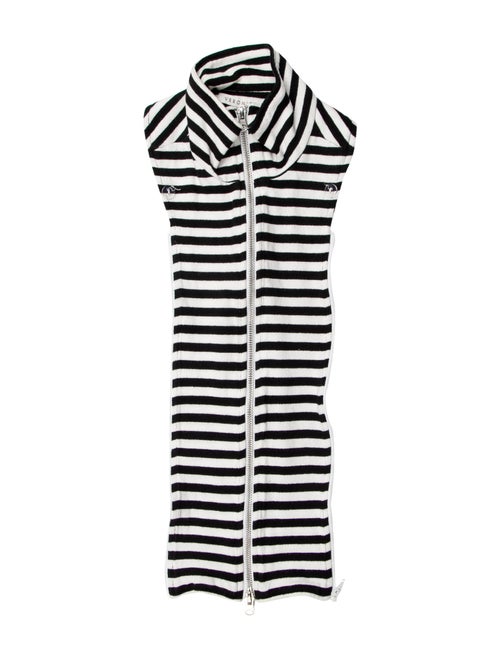 Veronica Beard Striped Woven Dickie Black
